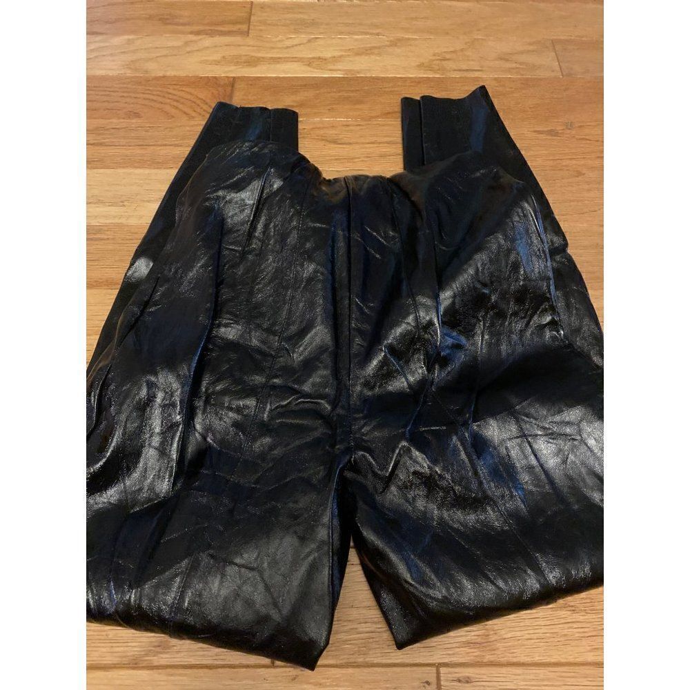 ASOS, women’s black faux leather high rise skinny pants with side zip sz 6 - Picture 5 of 10